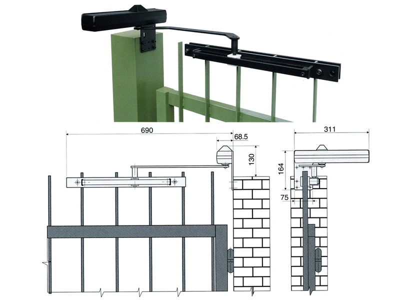 ABLOY Axle DC680G 1400 mm Black Cast Iron Door Closer