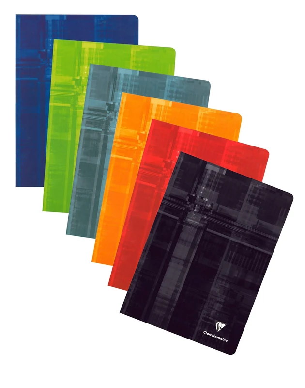 Clairefontaine 3121C Set of 10 Stapled Notebooks - A4 21x29.7 cm - 80 Seyes Ruled Pages - White Paper 90 g - Laminated Card Cover - Random Colours