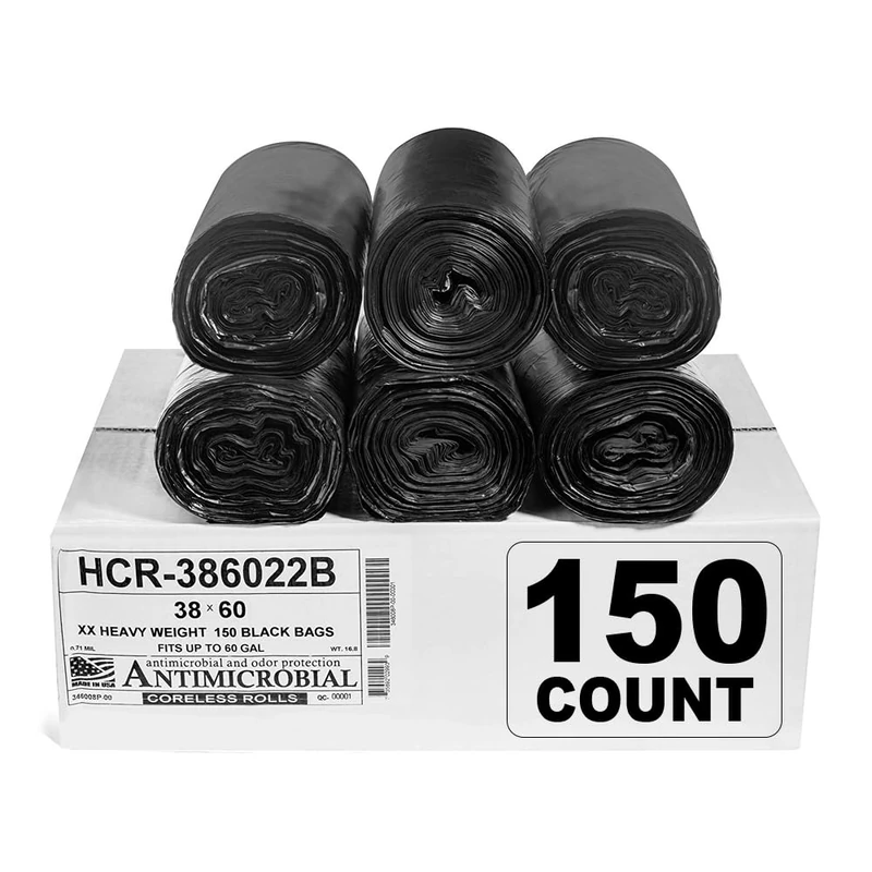 Aluf Plastics 45 Gallon Black Trash Bags - 250 Count