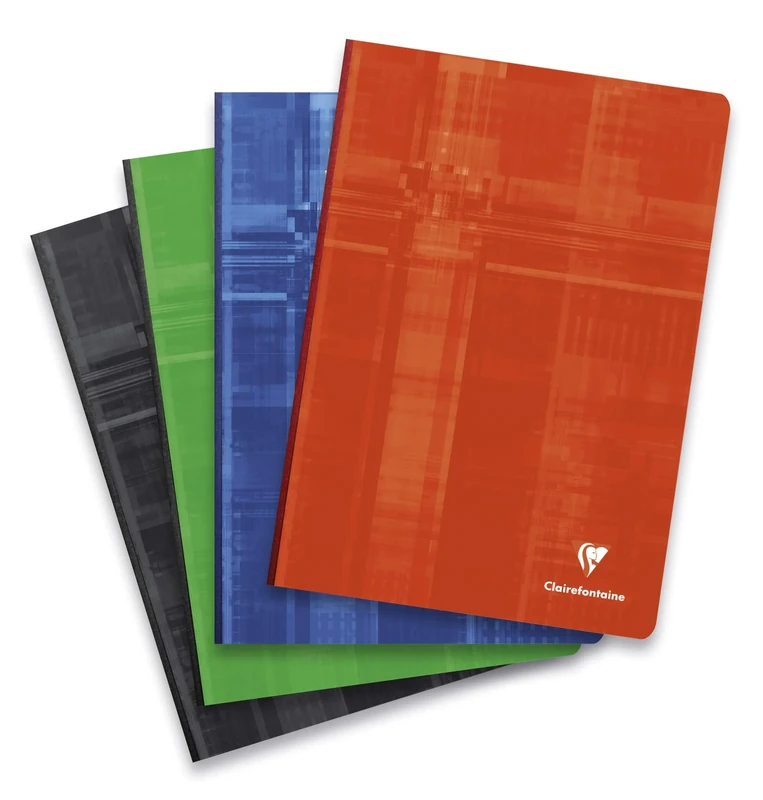 Clairefontaine 69141C Set of 5 Clothbound Notebooks - A4 21x29,7 cm - 192 Seyes Ruled Pages - White Paper 90 g - Laminated Card Cover - Random Colours