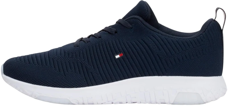 Tommy Hilfiger Men’s Corporate Knit Rib Runner Trainers, Blue (Desert Sky), 6.5