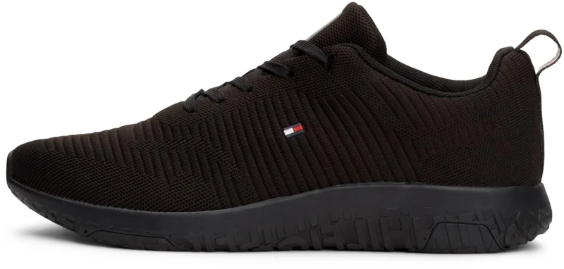 Tommy Hilfiger Men’s Corporate Knit Rib Runner Trainers, Black (Black), 8