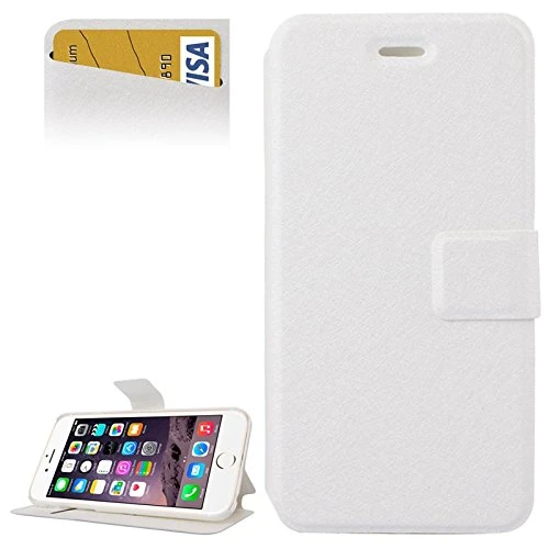 Qingbo Horizontal Silk Texture Leather Case with Card Slots and Stand for iPhone 6 Plus and 6S Plus (Color : White) - Image 1