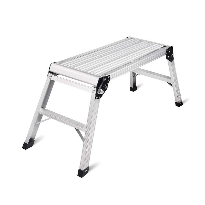 Hop Up Platform Step Up Bench Ladder Large 76cm Work Bench with Non-Slip Mat Heavy Duty Aluminium Work Platform 150KG Capacity