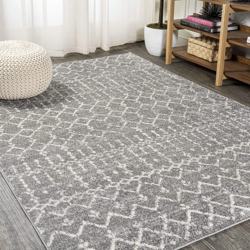 JONATHAN Y MOH101C-8 Moroccan HYPE Boho Vintage Diamond Indoor Area Rug, Bohemian, Southwestern, Casual Easy Cleaning, Bedroom, Kitchen, Living Room, Non Shedding, Gray/Ivory, 240 cm X 300 cm