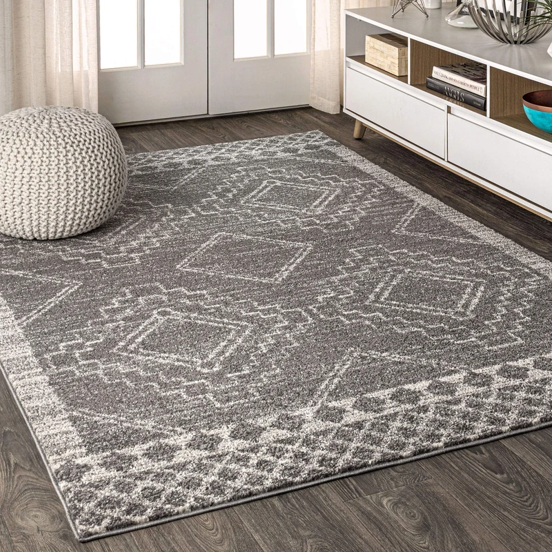 JONATHAN Y MOH200C-8 Amir Moroccan Beni Souk Indoor Area Rug, Bohemian, Sc&inavian, Transitional Easy Cleaning, Bedroom, Kitchen, Living Room, Non Shedding, Gray/Cream, 240 cm X 300 cm