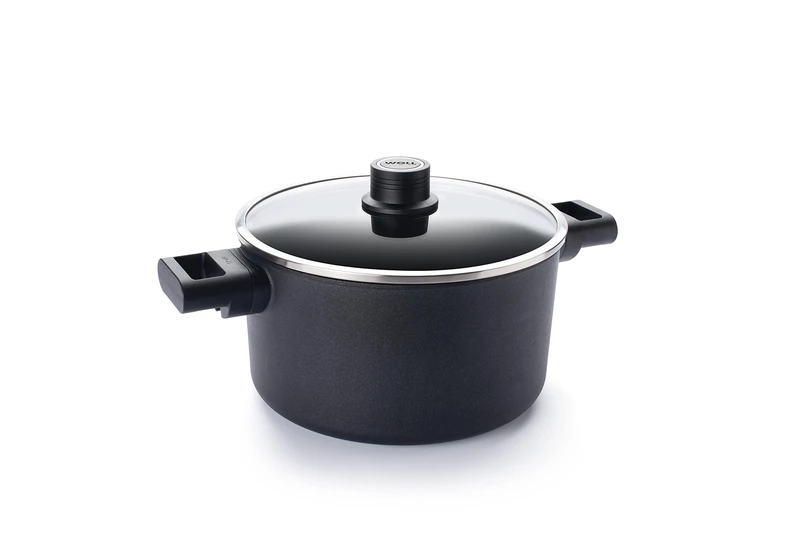 Woll Diamond Logic XR Saucepan with Glass Lid in Box Inductive Diameter 24 cm Height 14 cm 4.5 litres with 2 Side Handles Suitable for All Hob Types Cast Aluminium Non-Stick Coating