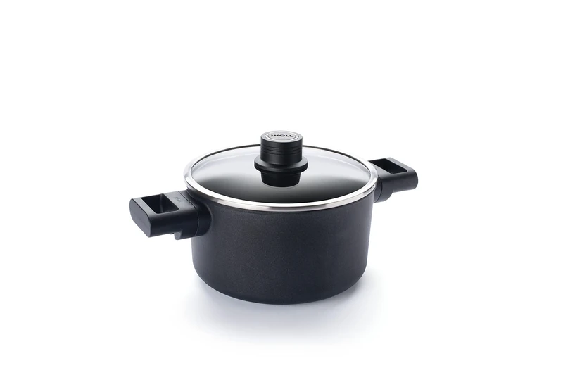 Woll Diamond Logic XR Saucepan with Glass Lid in Box Inductive Diameter 20 cm Height 12 cm 3 litres with 2 Side Handles Suitable for All Hobs Cast Aluminium Non-Stick Coating