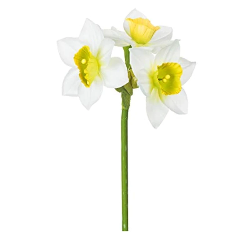 EUROCINSA REF.76001C01 NARCISO WITH 3 FLOWERS AND 1 CAPULLO WHITE/YELLOW, 24pcs, 12cm - Image 1
