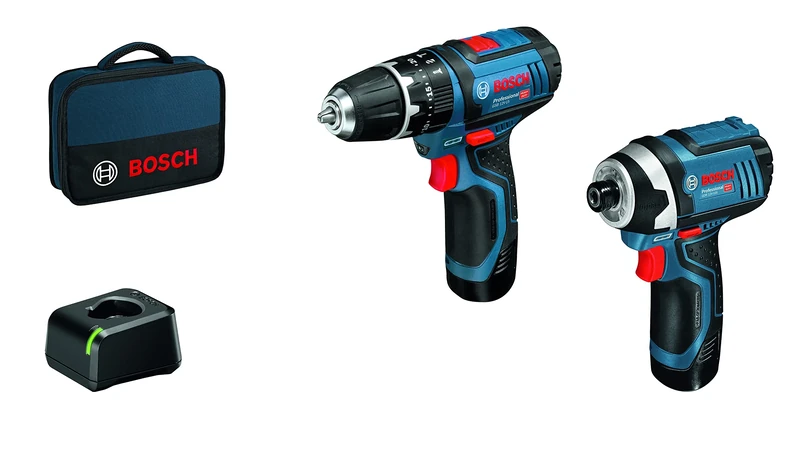 Bosch Professional 12V System Set: Cordless Combi Drill GSB 12V-15 + Impact Driver GDR 12V-105 (incl. 2X 2.0Ah Battery + Charger GAL 12V-40, Bag)