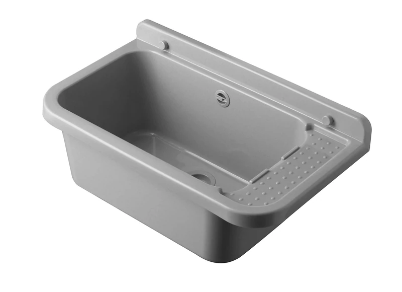 Negrari AM2051BG Wall-Mounted Sink, Grey Concrete Resin for Outdoor use, 60 x 34 cm, 21 cm, 60x34x21 cm