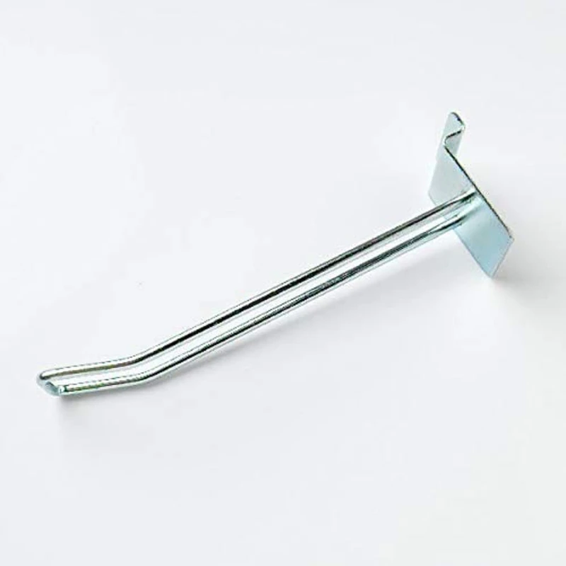 Merriway BH07549 (50 Pcs) Single Looped Projection Slatwall Euro Hooks, Steel 150mm (6 Inch) - Pack of 50 Pieces