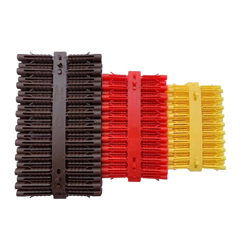 Merriway BH07204 (120 Pcs) Assorted Heavy Duty Wall Plugs - Pack of 40 Each Yellow, Red and Brown