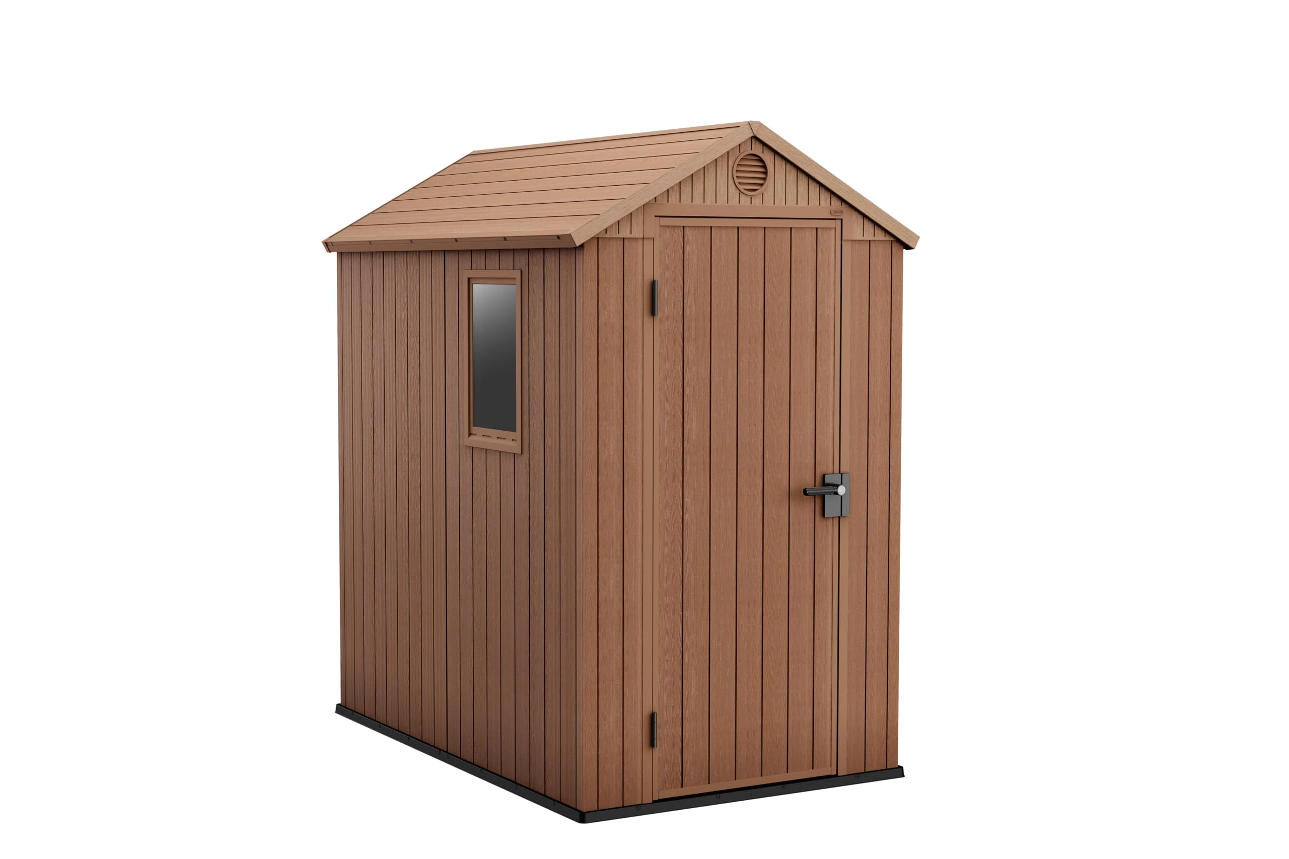 Darwin 4x6 Garden Shed with Natural Wood-Look | Evotech Composite, Weather-Resistant & Maintenance-Free | Outdoor Storage for Tools, BBQs & Bikes | Heavy-Duty Floor & Lockable Door