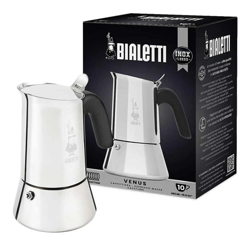 Bialetti New Venus Italian Coffee Maker (Induction), Stainless Steel, Silver