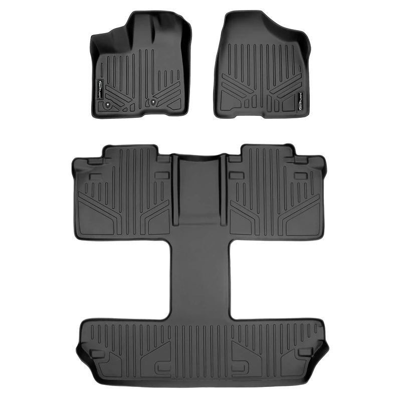 SMARTLINER Custom Fit Floor Mats 3 Row Liner Set Black for 2011-2012 Toyota Sienna 7 Passenger Model