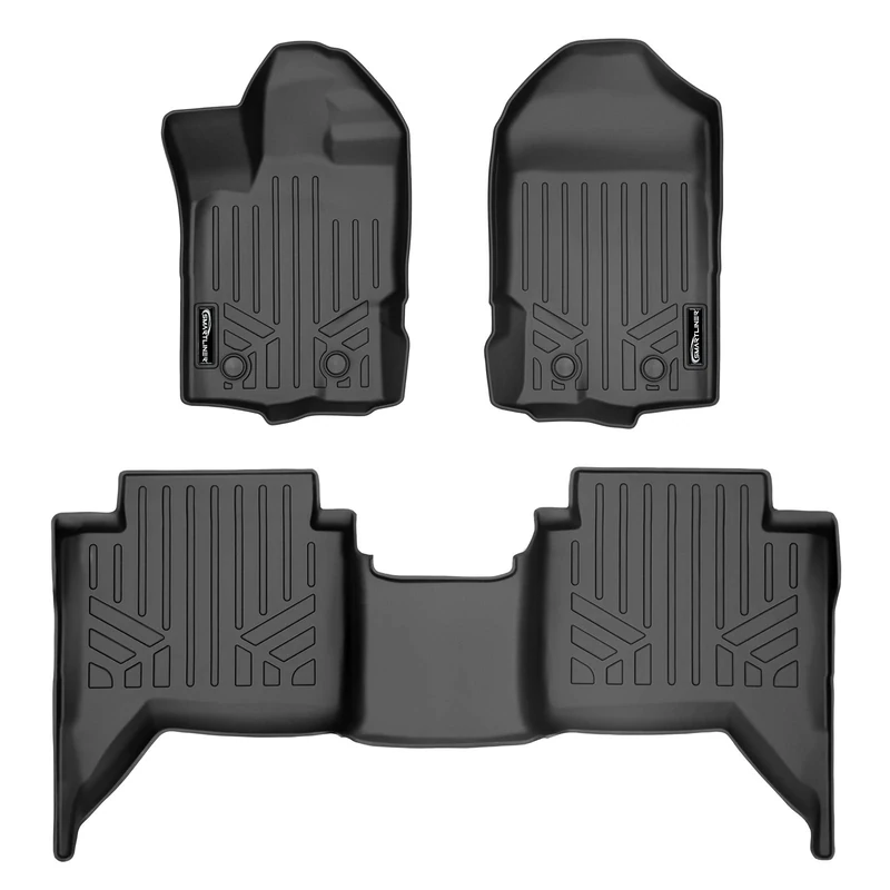 SMARTLINER Custom Fit Floor Mats 2 Row Liner Set Black for 2019-2021 Ford Ranger SuperCrew Cab