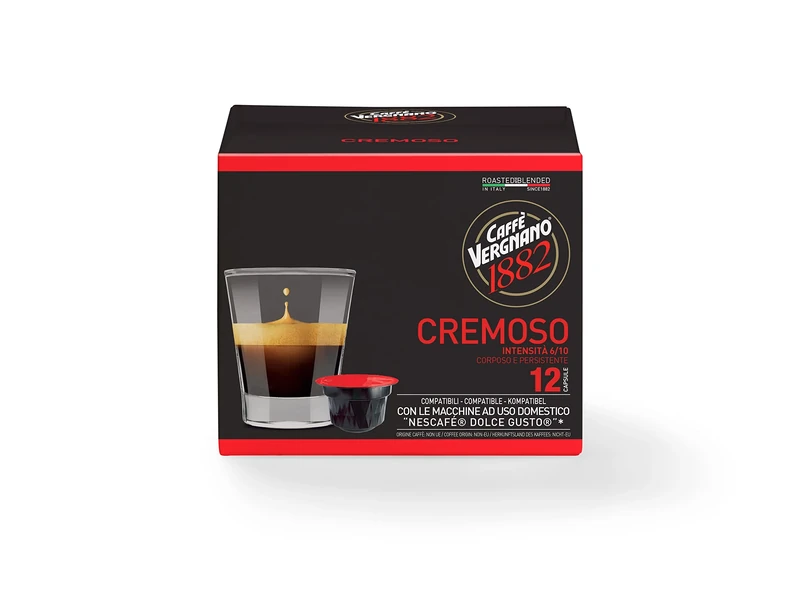 Caffè Vergnano 1882 - Coffee Capsules Compatible With Nescafé Dolce Gusto, Cremoso - 1 Pack Of 12 Capsules