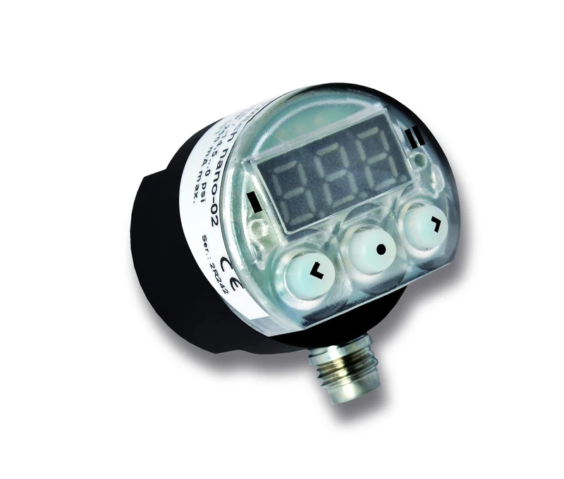 Electronic push switch, with display and 2 outputs - Nano-02, IO-Link, 0 to 10 bar, G1/8", M8-4p, 2xPNP