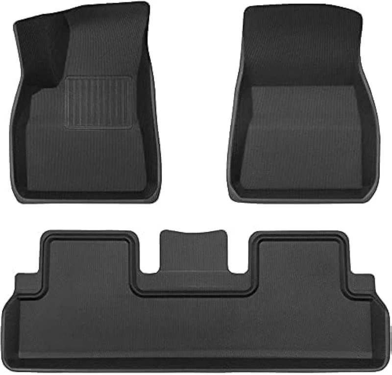 TAPTES Floor Mats for Tesla Model 3, Premium All Weather Anti-Slip Waterproof Floor Liners Car Interior Accessories (3 Pcs for 2017-2023)