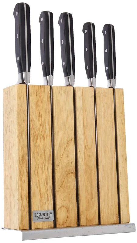 Ross Henery Professional Knives, 5 Piece stainless steel kitchen knife set in Magnetic Slot Block