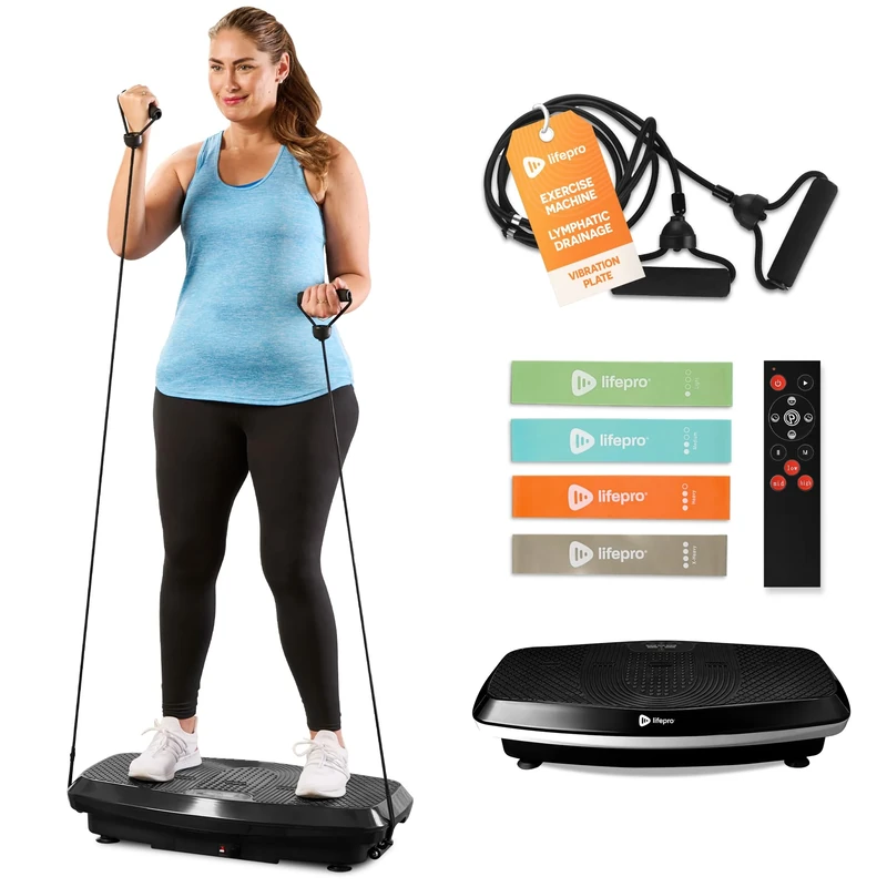 LifePro Hovert 3D Vibration Plate, Full Body Exercise Machine with Dual Motors, Lymphatic Drainage & Fitness Workout Platform with Remote, Bands & 99 Speed Levels