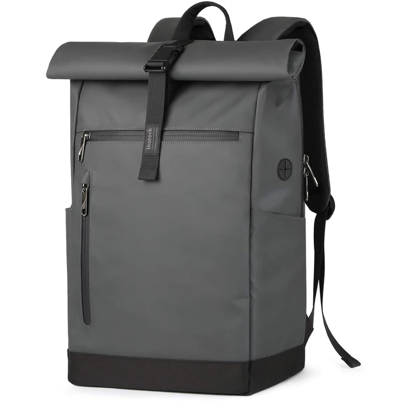 Inateck RollTop Backpack Men Women 25L-30L Bicycle Laptop School Backpack for University Leisure Job Sports Travel Cycling Stylish Daypack with 17 Inch Laptop Compartment, Gray