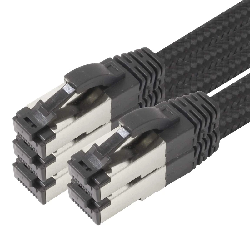 1aTTack.de 5m - Black Cotton CAT 6a Patch Cable Black - Pack of 5 Network Cable Fabric Cotton Coat Cat Cat 6 a Cable Rj 45 LAN Ethernet Patch Cable 500Mhz 10 Gb s - 5 x 5 Meters