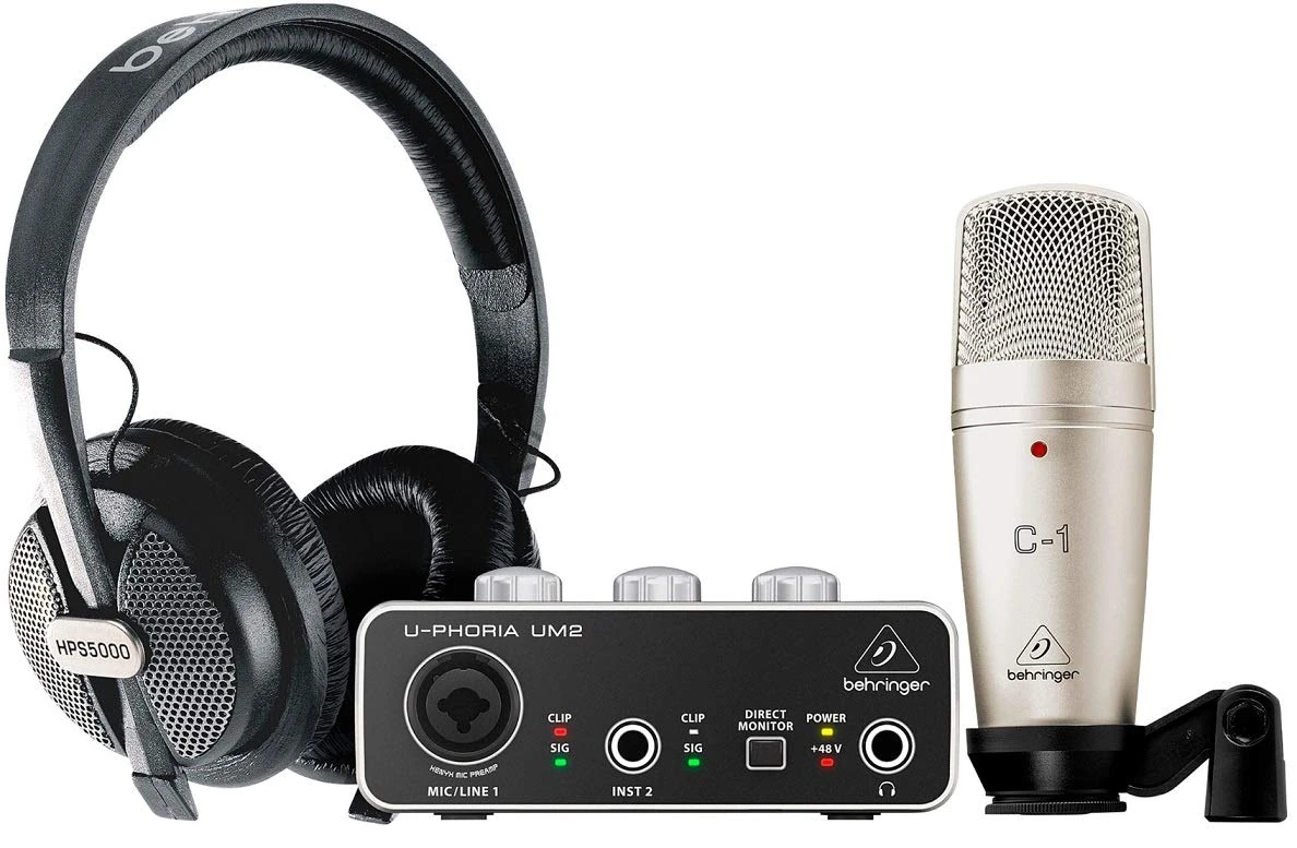 Behringer U-PHORIA STUDIO Complete Recording/Podcasting Bundle with USB Audio Interface, Condenser Microphone, Studio Headphones and More