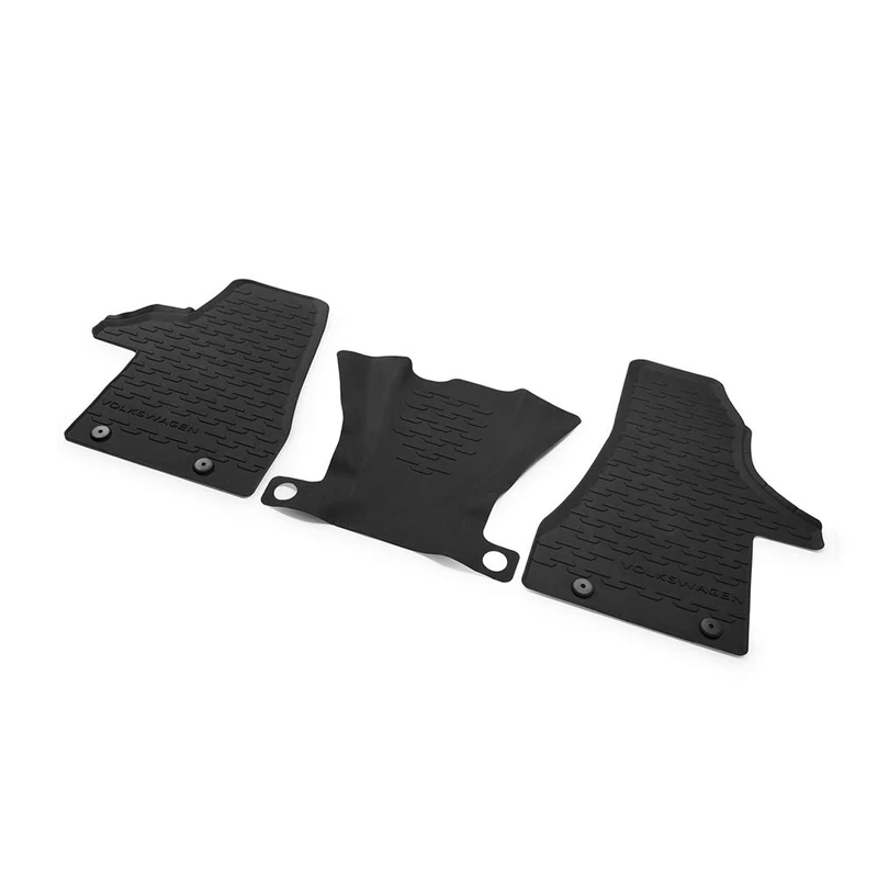 Volkswagen 7H1061500D82V All-Weather Mats 3 x Rubber Front Mats Black Rubber Floor Mats Only Facelift T6.1 - Image 1
