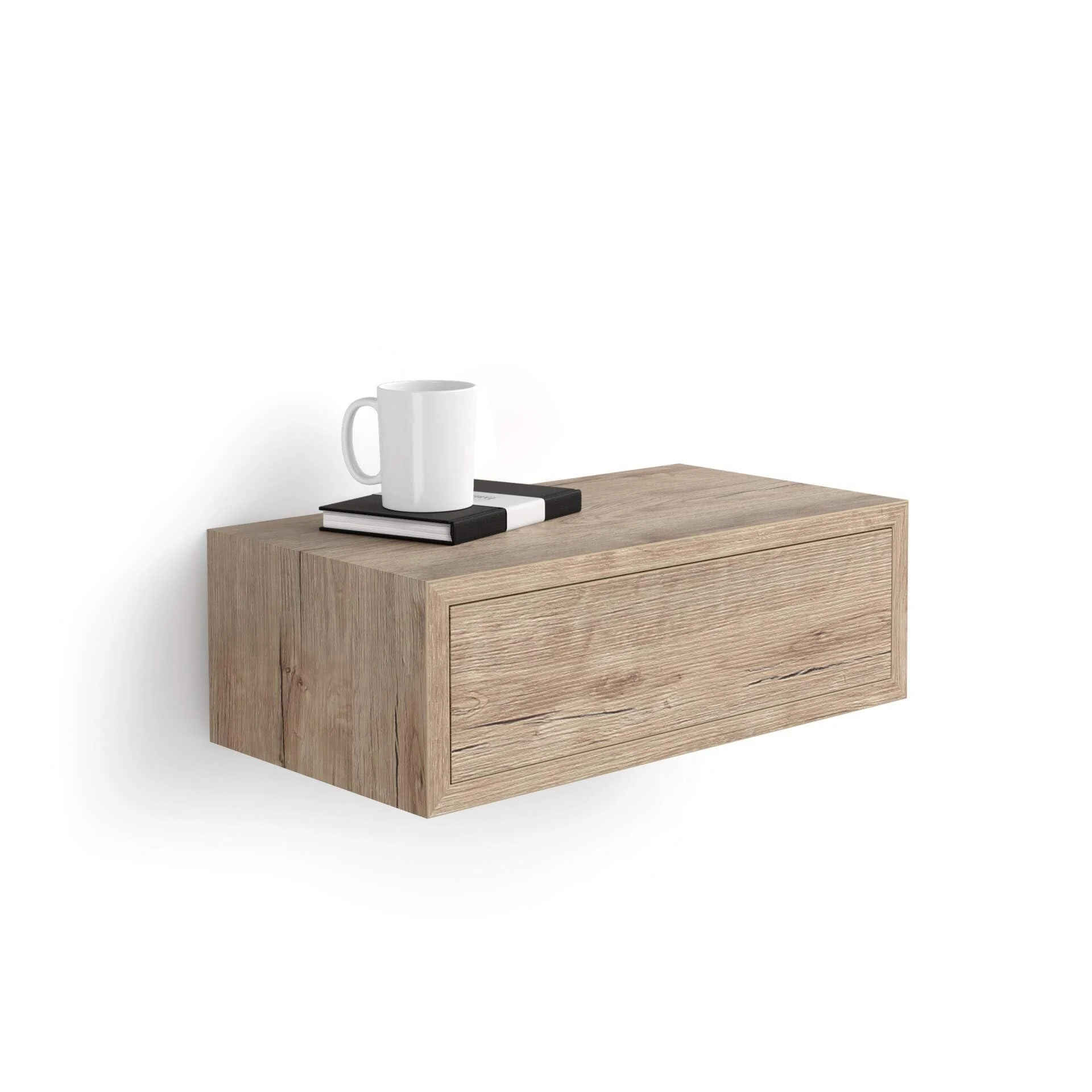 Mobili Fiver, Riccardo Wall bedside table, Oak, Made In Italy