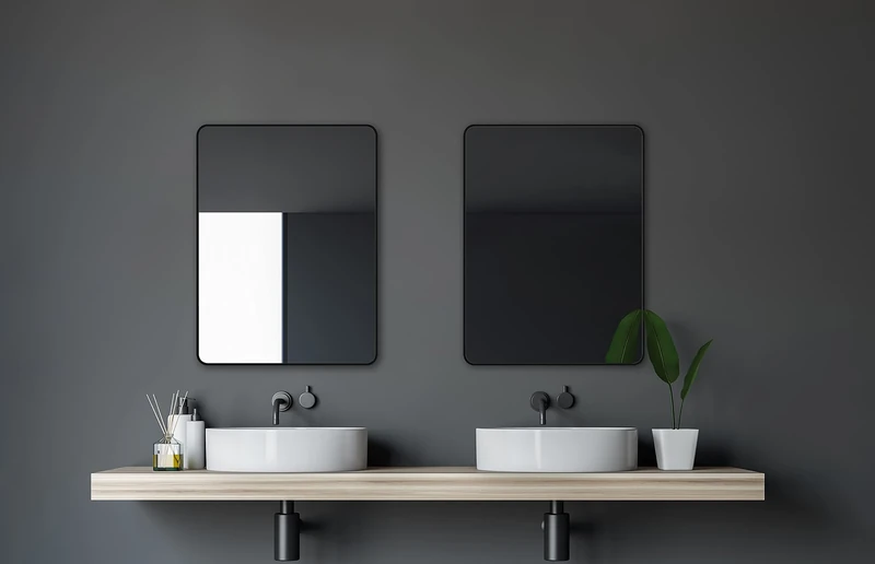 Talos Mirror, Hochwertiger Aluminiumrahmen in Matt Schwarz, 80 x 60 cm, Black Living