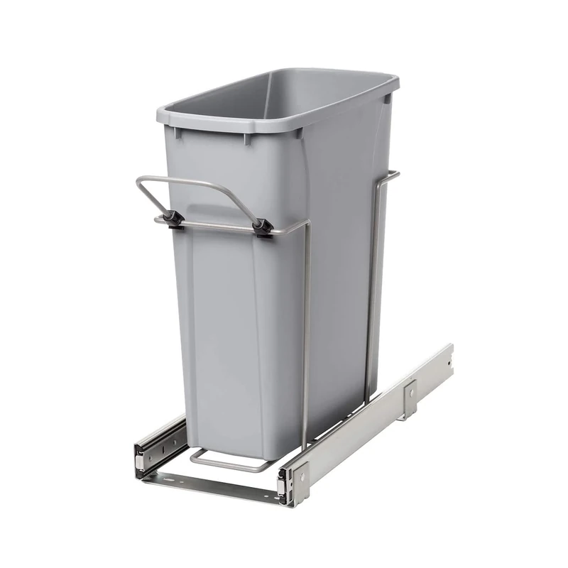 Knape & Vogt Pull Out Trash Can, Alloy Steel, Platinum