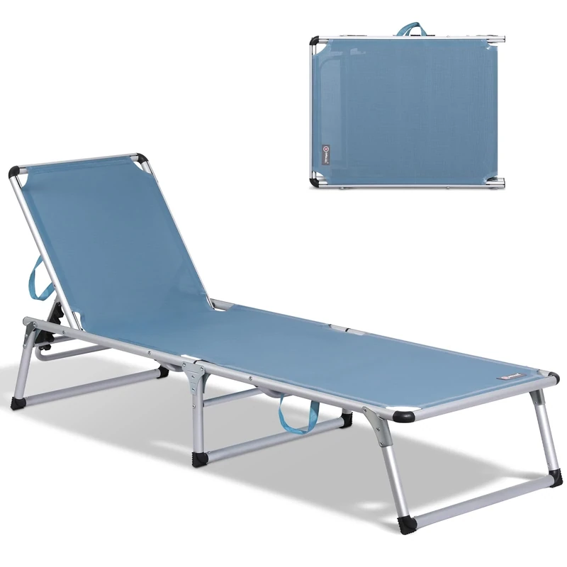 Homecall SunLounger Beach Folding bed Alu textilene blue