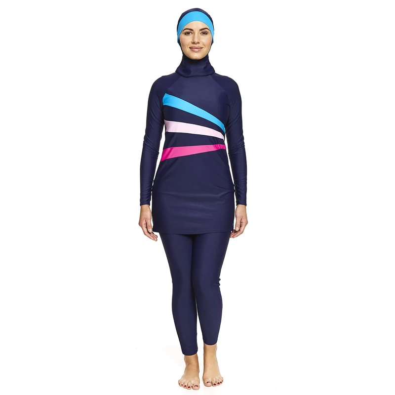 Zoggs Sandon Modesty Suit 3 Piece Swimsuit - Navy/Multi-Coloured, 38-Inch/UK 14 - Image 1