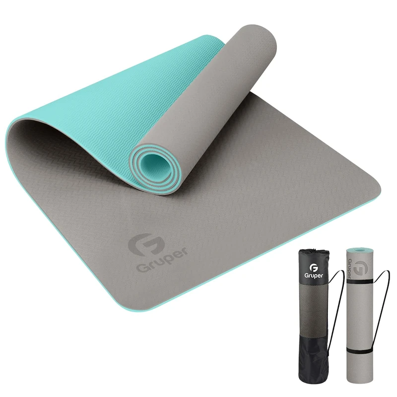 Gruper TPE Yoga Mat,Pro Yoga Mat Eco Friendly Non Slip Fitness Exercise Mat with Carrying Strap,Workout Mat for Yoga, Pilates and Floor Exercises 183 x 61 x 0.6CM