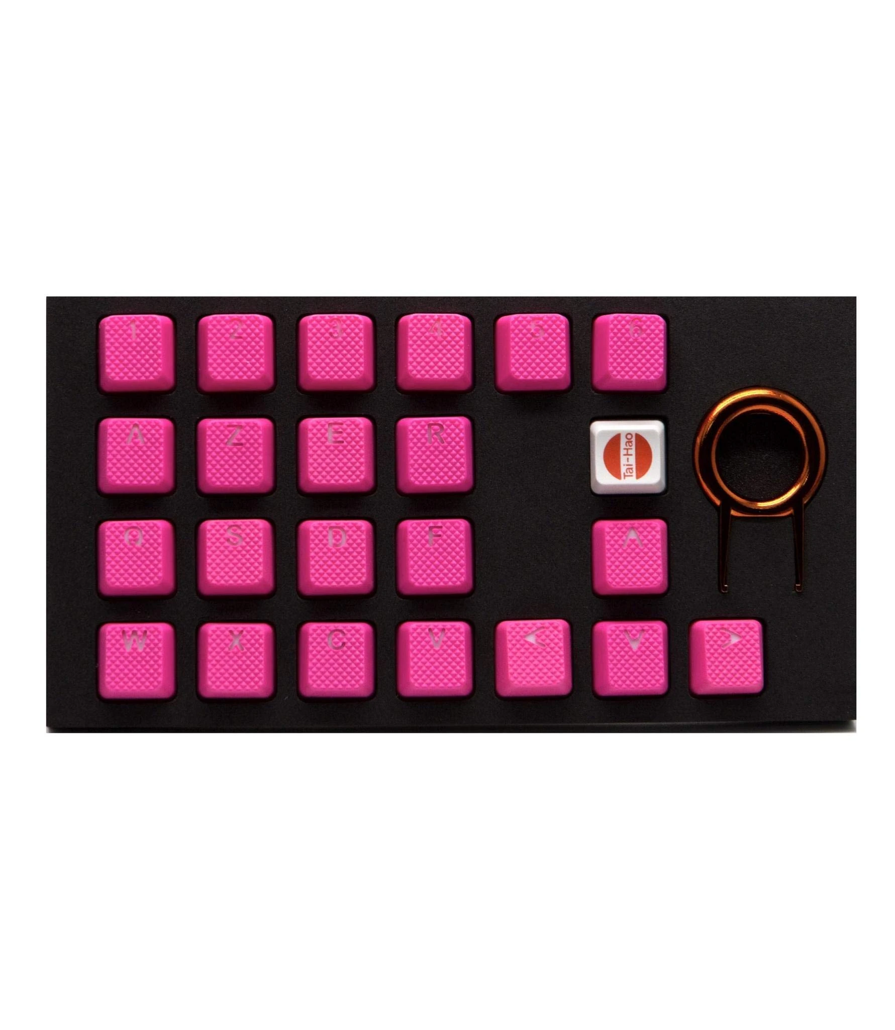 Tai-Hao TPR Rubber Backlit Double Shot Keycaps, 22 Keys in Neon Pink