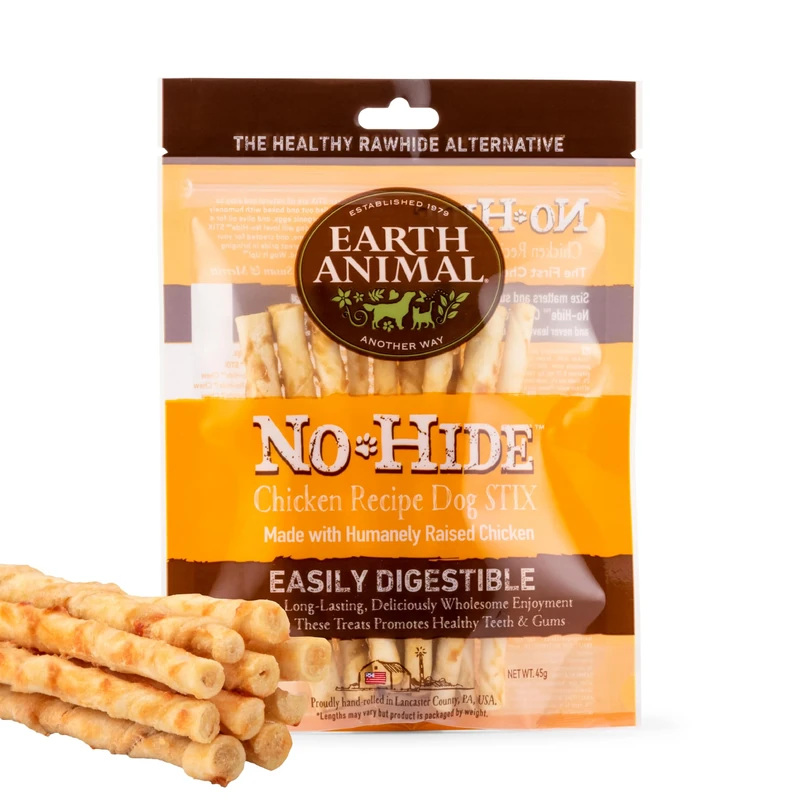 Earth Animal No-Hide® Chicken Stix (10 Chews Per Pack) – Long-Lasting Cat & Dog Chews – Natural Dog Treats for Small Dogs (< 5 kg) – Easily Digestible, Supports Healthy Teeth & Gums