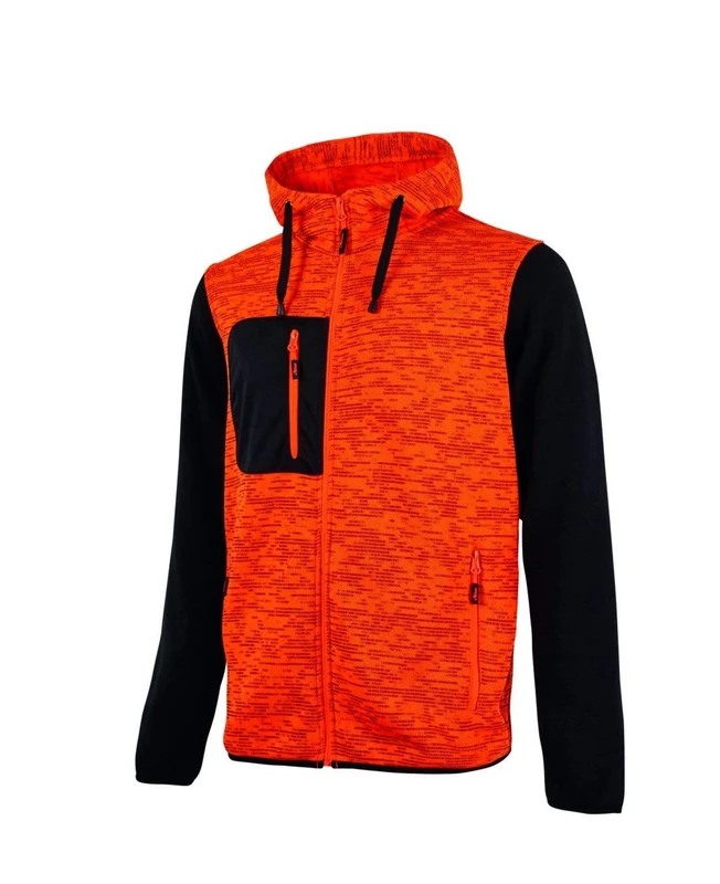U-Power Rainbow, Full Zip Sweatshirt, with Large Pockets, Soft Fleece, Cotton Stretch Fabric, High Collar, Adjustable Hood, Comfortable Winterwear (ORANGE FLUO L) - Image 1
