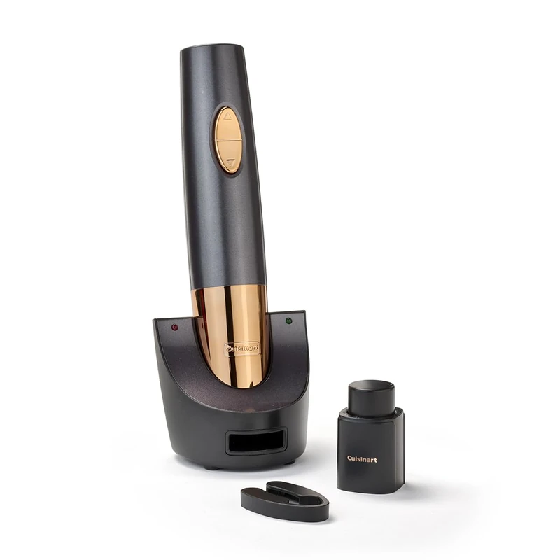 Cuisinart Automatic Refillable Bottle Opener with Vacuum Sealer | Cork Screw Bottle Opener | Up to 80 Bottles | Built-in Foil Cutter | Gift for Wine Lovers | Black