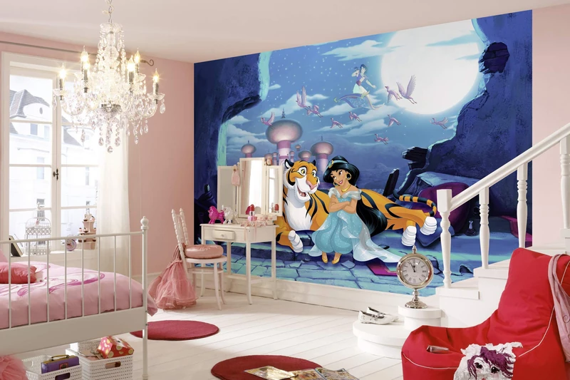 Komar Disney Photo Wallpaper | Waiting for Aladdin | Size: 368 x 254 cm (Width x Height) | Girls, Princess, Wallpaper, Children's Room Decoration | 8-4115 - Image 1
