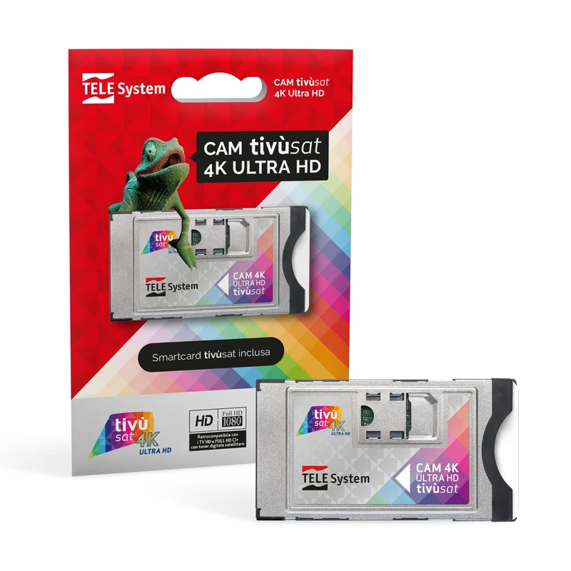 TELE System Tivùsat Certified Cam 4K Ultra HD for Watching Channels in High Definition and 4K. Slot Cam for TV and Decoder, Activate Smartcard Included. Series A with DAZN on tivùsat. - Image 1