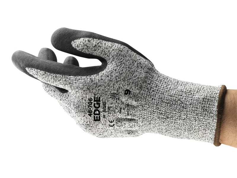 Ansell EDGE 48-706 Work Gloves for Men and Women, Cut-Resistant, Multi-Purpose Safety Glove for DIY, House Work and Mechanical Applications, Industrial PPE, Black, Size XL (12 Pairs)