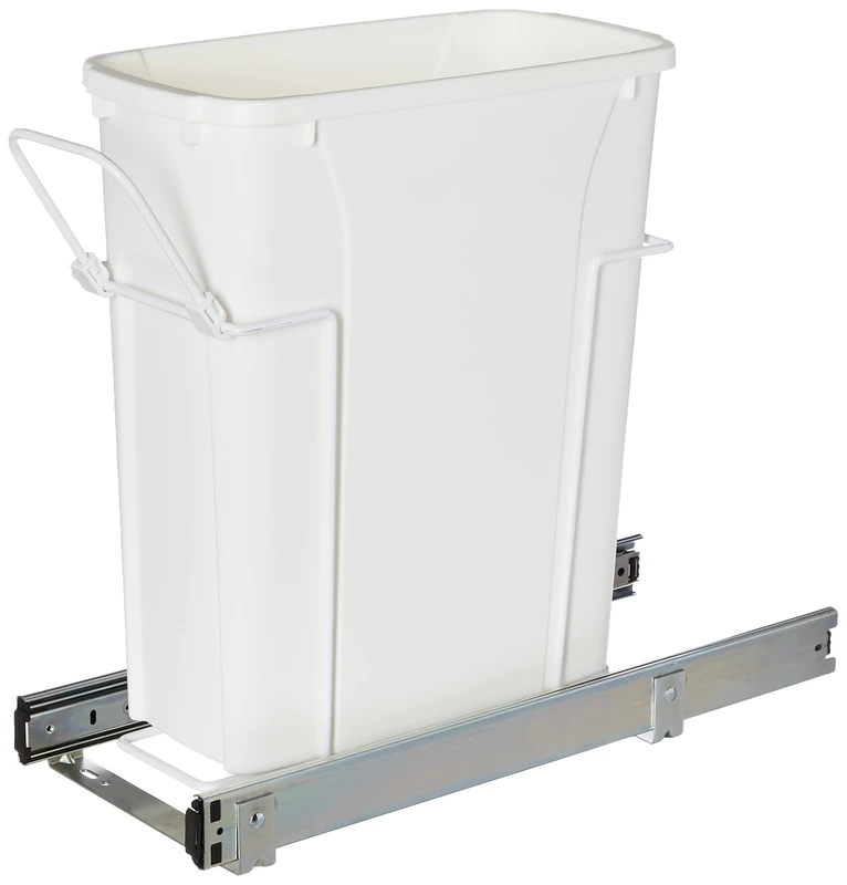Knape & Vogt RS-PSW9-1-20-W 17 in. H x 8 in. W x D Steel In-Cabinet 20 Qt. Single White Pull Out Trash Can