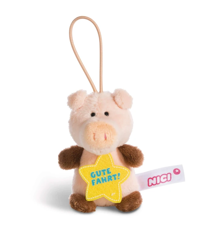 NICI 44870 Pendant Pig with Saying Gute Fahrenheit 8 cm with Loop Pink/Brown - Image 1