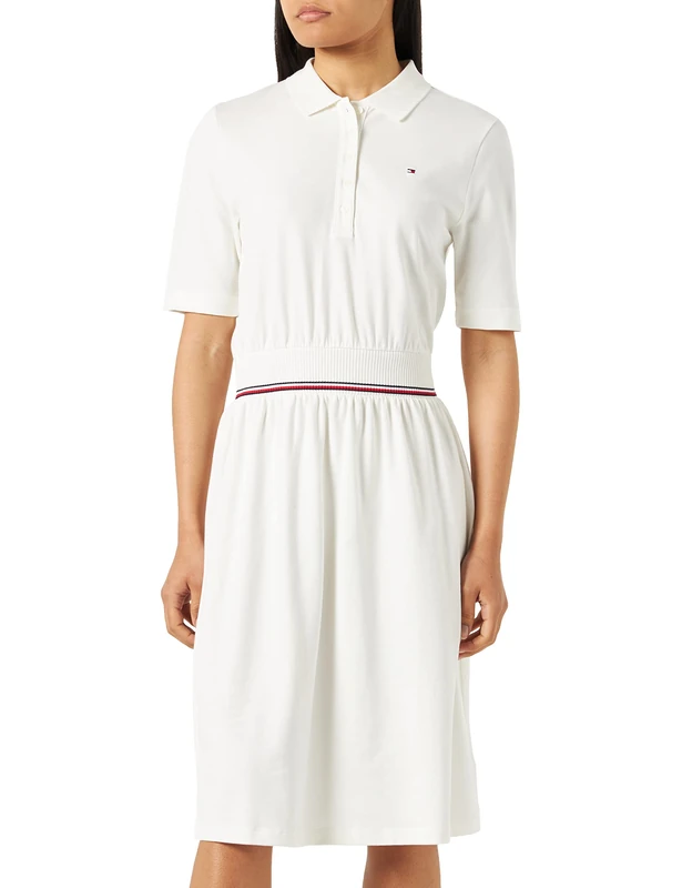 Tommy Hilfiger Women Polo Dress Knee Length, White (Ecru), XL