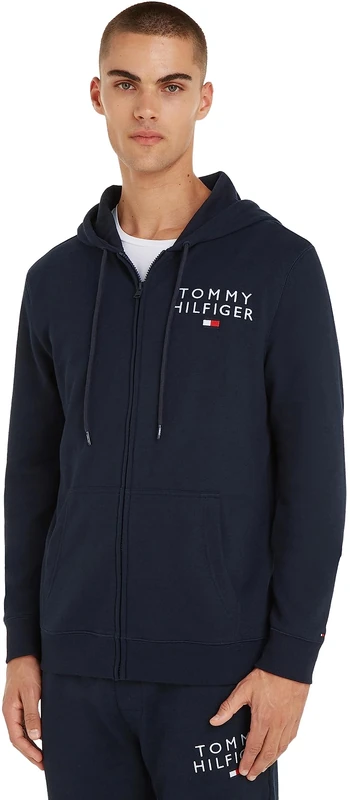Tommy Hilfiger Men’s Zipped Hoodie, Blue (Desert Sky), XXL