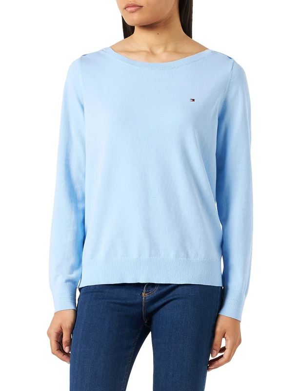 Tommy Hilfiger Women Jersey Jumper Elegant, Blue (Vessel Blue), L
