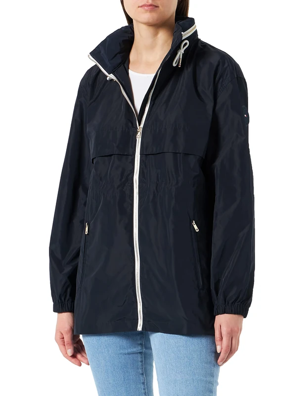 Tommy Hilfiger Women Windbreaker Jacket with Hood, Blue (Desert Sky), S