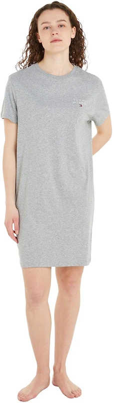 Tommy Hilfiger Women’s Cotton Nightdress, Grey (Light Grey Heather), L - Image 1